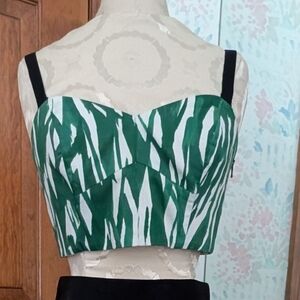 Milly Green and White Crop Top Size 6